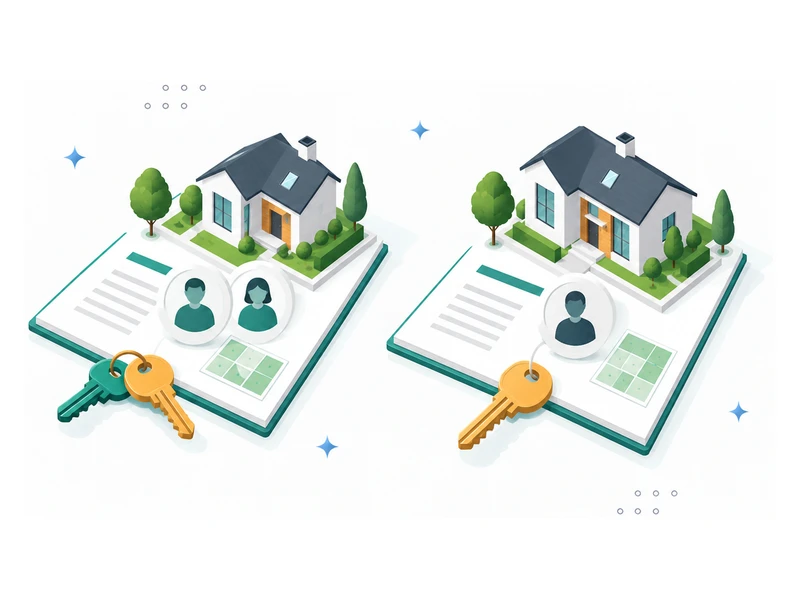 Illustration comparing a joint patta deed with two owners and keys against an individual patta deed with one owner and one key